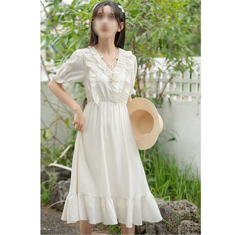 JJZXD Summer White Dress for Women Vintage Elegant Dress Gentle ...