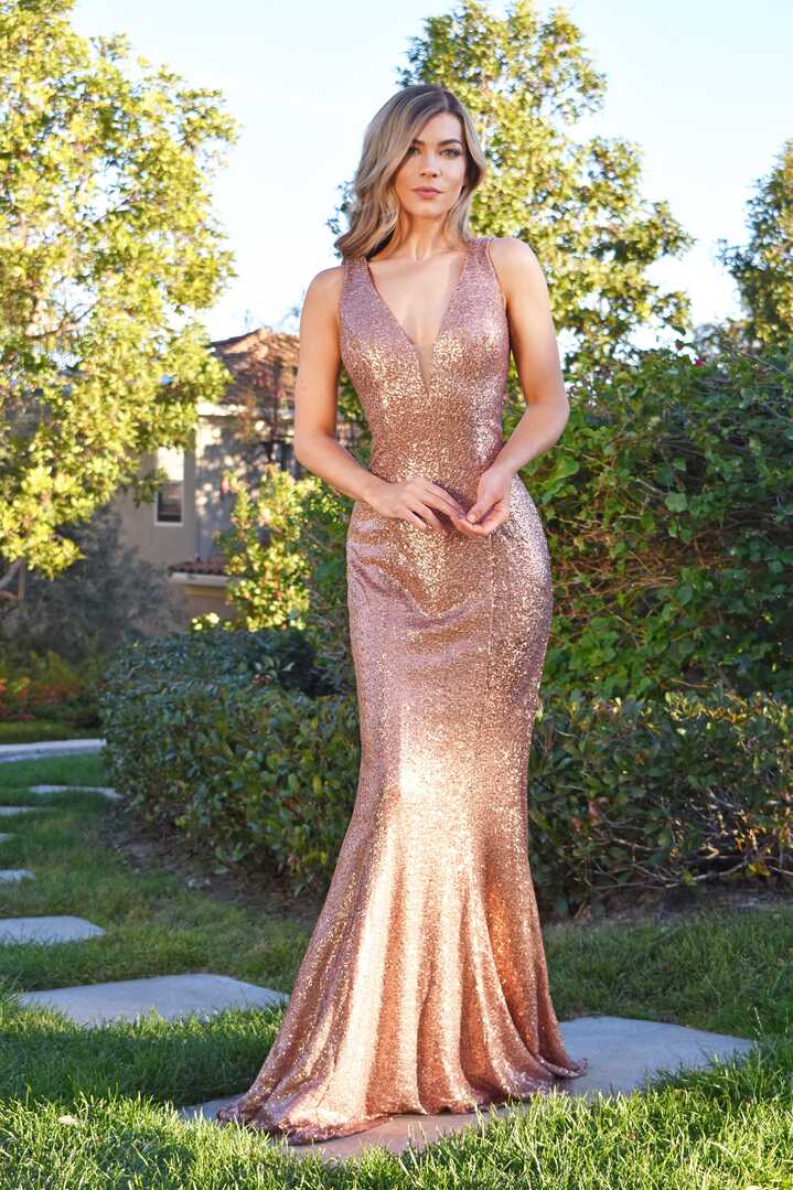 Jackie Gown rose gold sequins dress – Mia Bella Couture