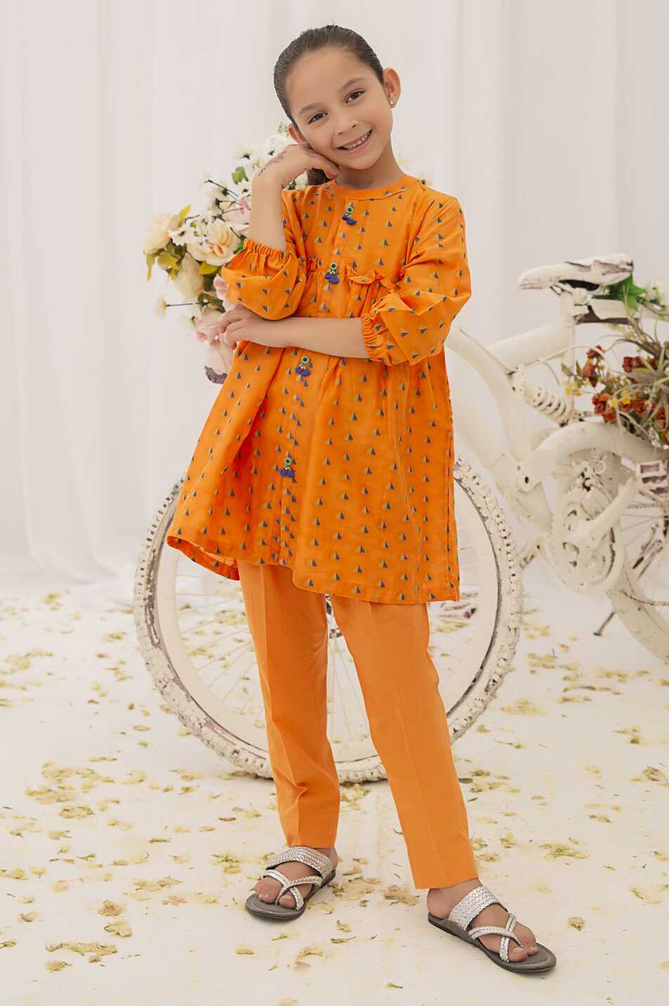 Jacquard Orange Kurti – Diners Pakistan