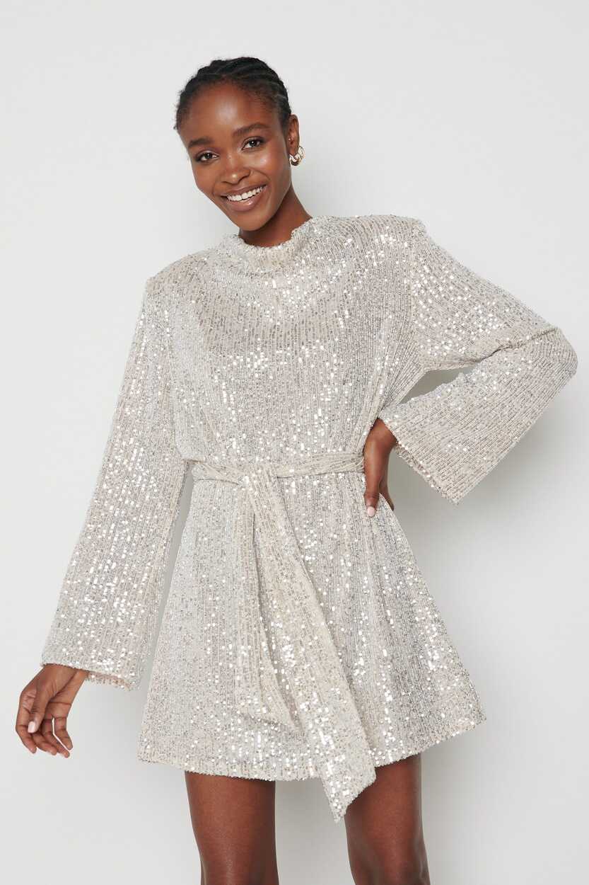 Jayda Sequin Cowl Neck Dress - Silver – Pretty Lavish