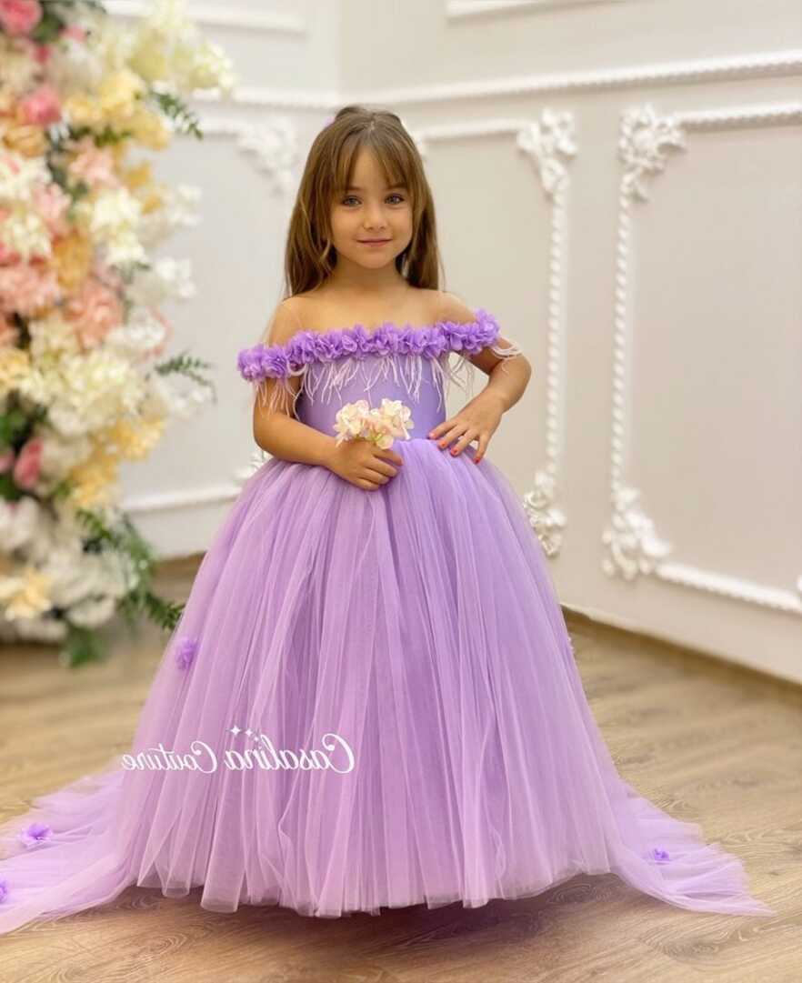 Jolie Dress Lavender. Long Puffy Lavender Color Baby Girl Princess ...