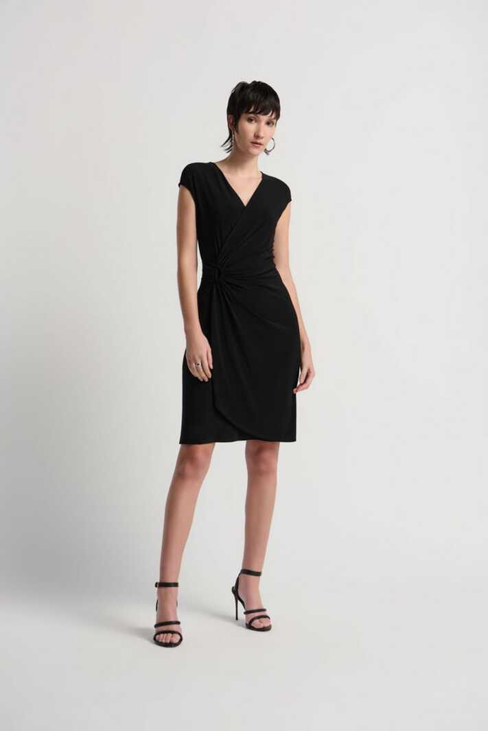 Joseph Ribkoff Black Sleeveless Wrap Dress Style 231138