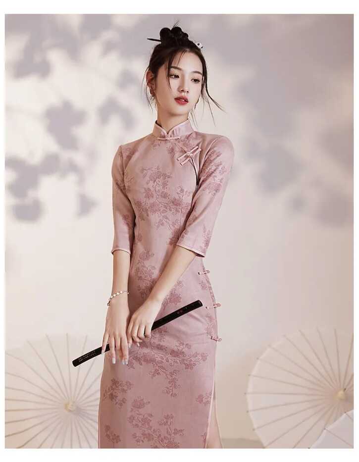 Joso Cheongsam Qipao Chinese Dress Modern Pink Improved Cheongsam ...