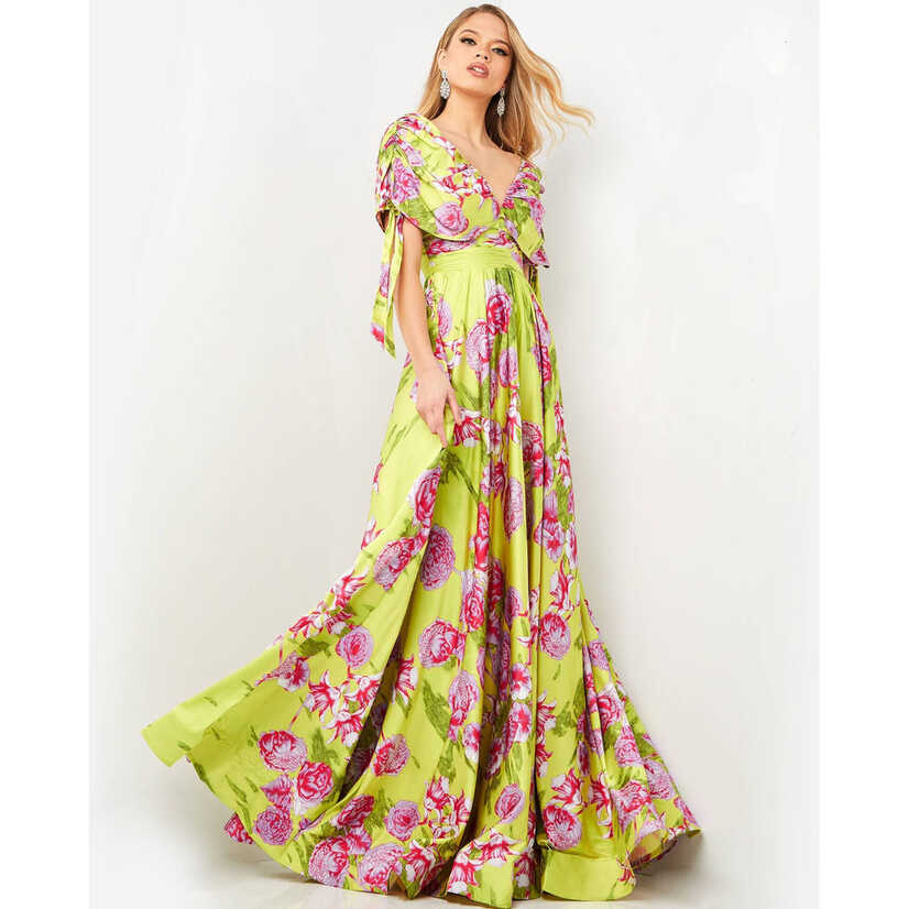 Jovani 04176 Multi Floral Chiffon Maxi Evening Dress ...