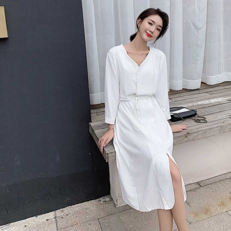 Jual korea long sleeve elegant white party dress - Jakarta Pusat ...