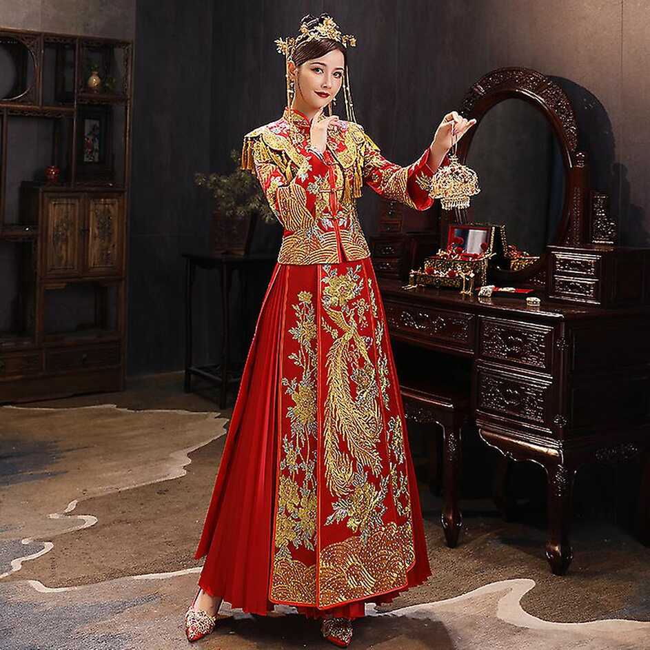 Jwl-size 6xl Modern Cheongsam Red Qipao Long Traditional Chinese ...