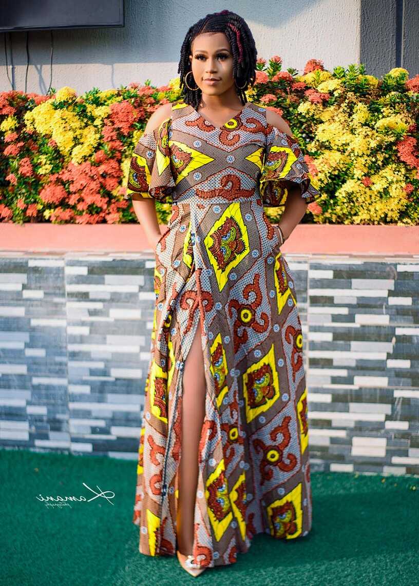 KIKI Ankara Cold Shoulder Maxi Dress - Yellow - dlooksbykiki eStore