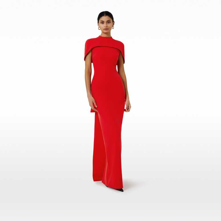 Kalika Scarlet Red Long Dress – Safiyaa London