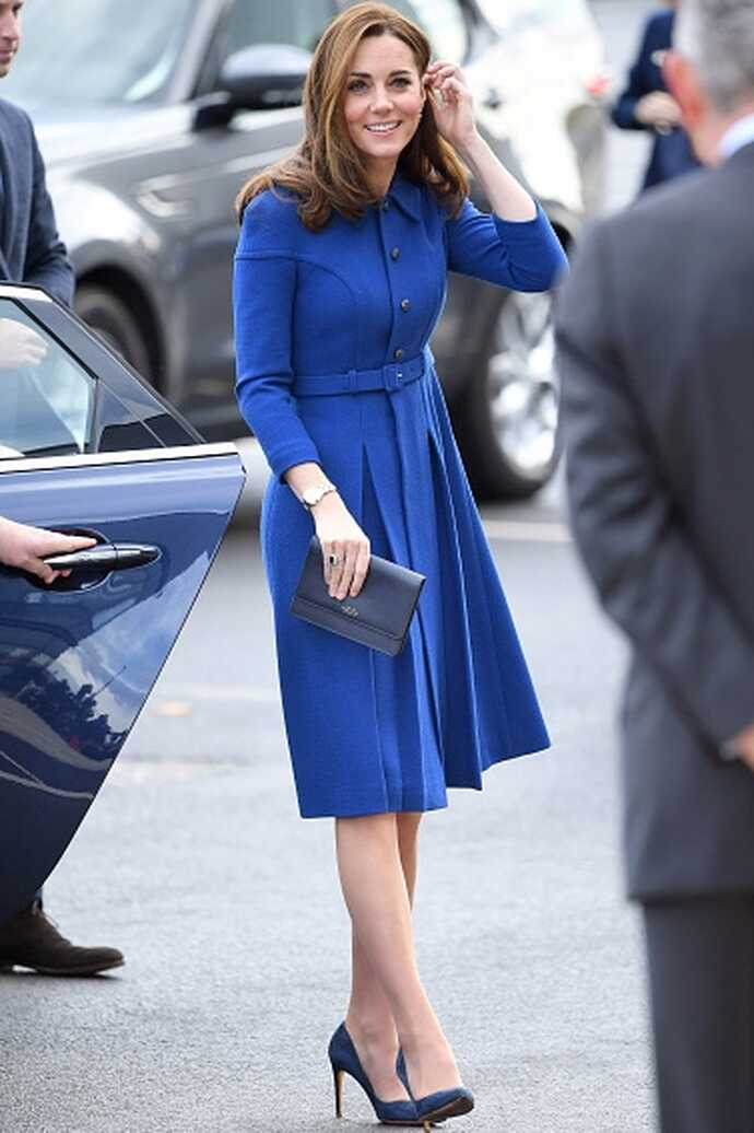 Kate Middleton 2019 Royal Blue Casual Short Dress With Sleeves ...