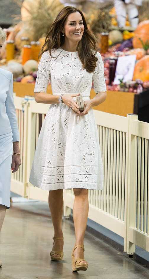 Kate Middleton Elegant Knee Length White Lace Cocktail Dress ...