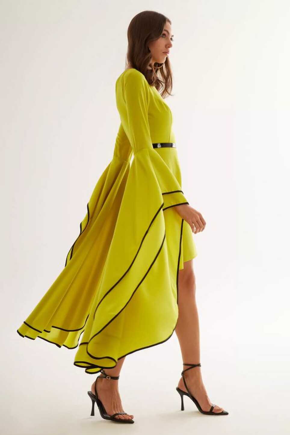 Keikei Pistachio green felisha long sleeve short dress - Trendyol