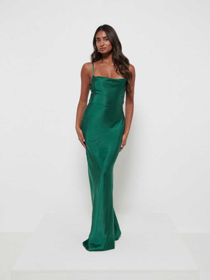 Keisha Maxi Bridesmaid Dress - Matte Emerald – Pretty Lavish