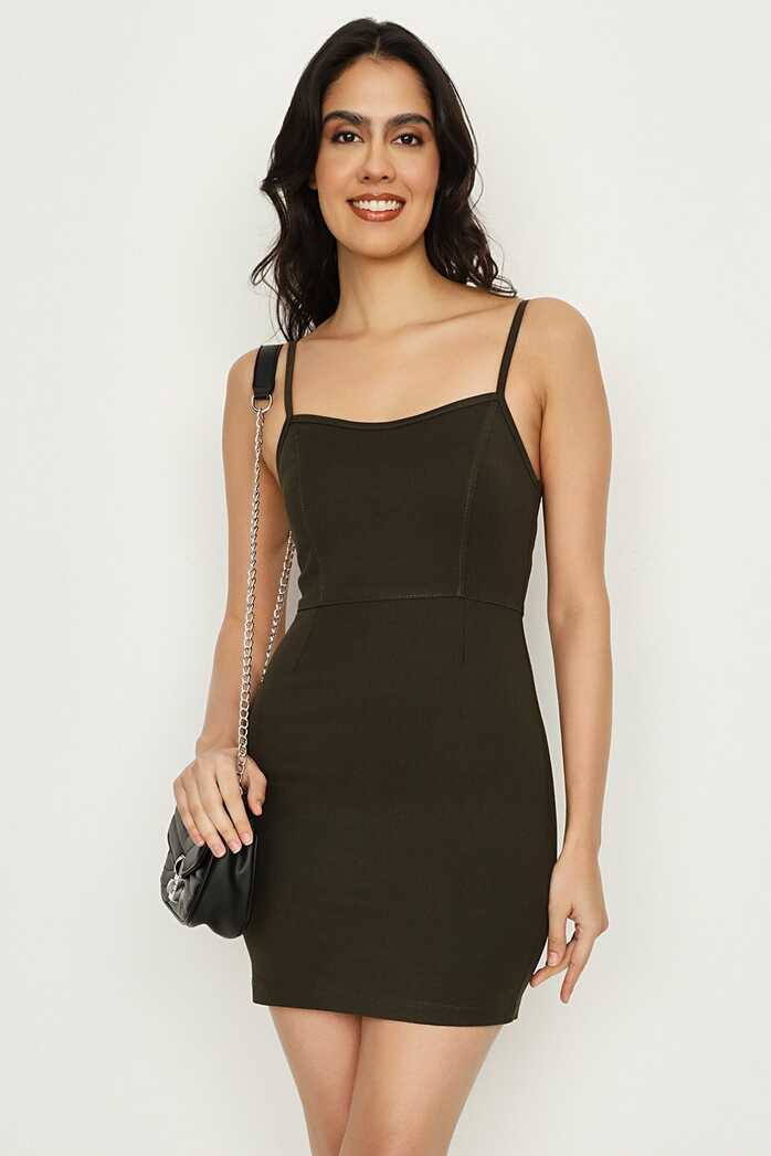 Khaki Casual Bodycon Dress | Womens Dresses | Select Fashion Online