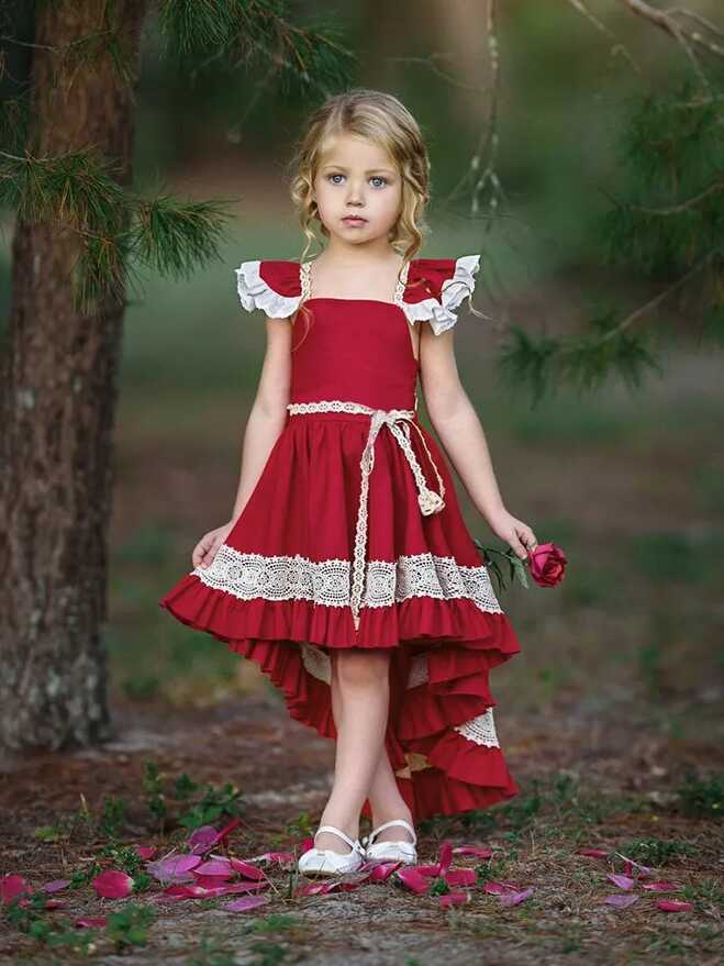 Kids Baby Girls Red Dress Clothes Toddler Birthday Party Dance ...