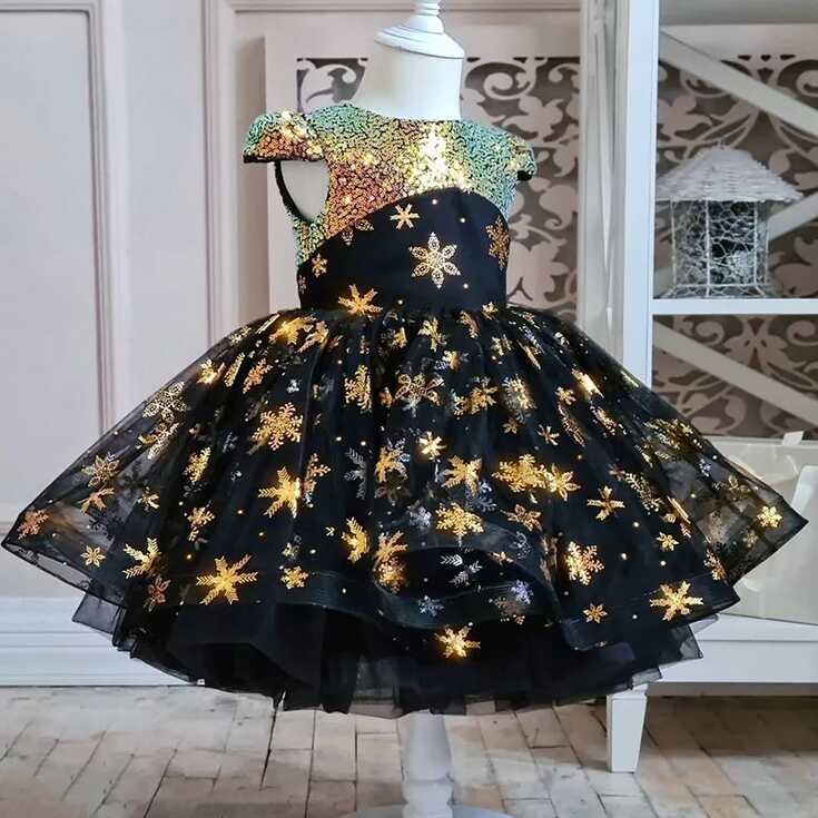 Kids Christmas Dresses for Girls Gold Sequin 2022 New Xmas Party ...