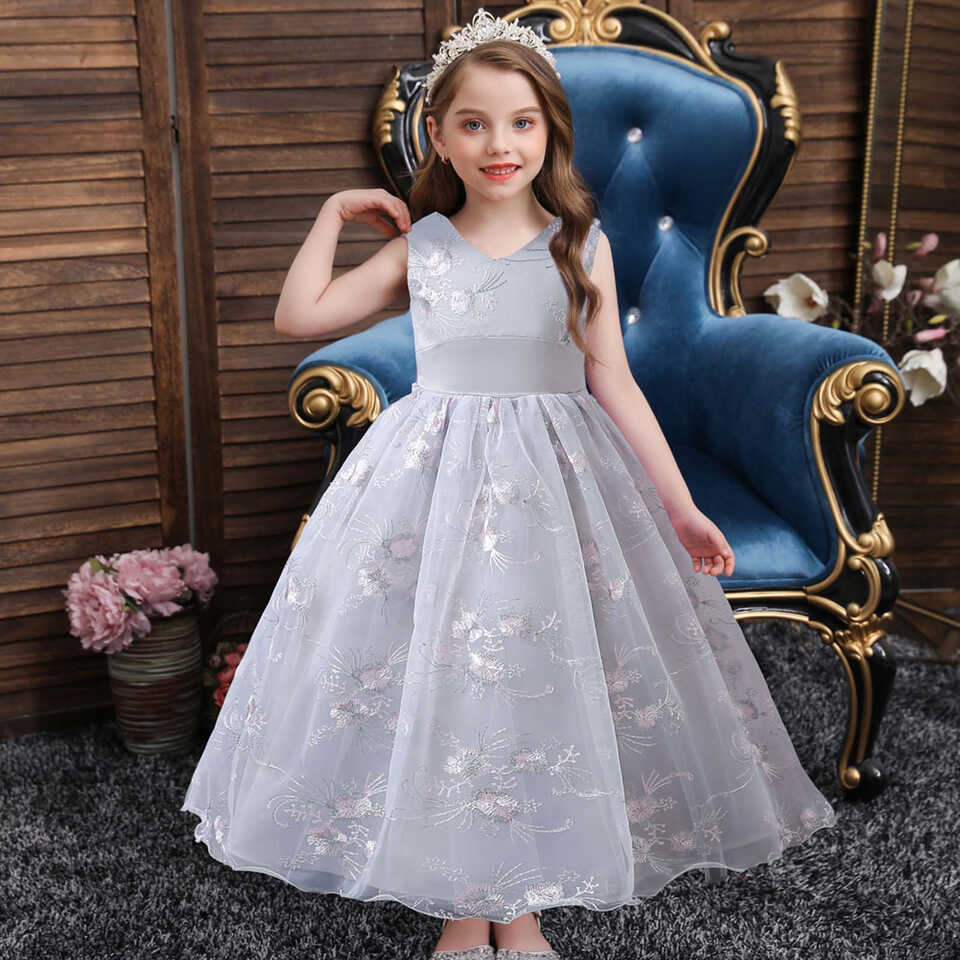 Kids Dress Girls Sleeveless Princess Dress Bow Tie Lace Flowers ...