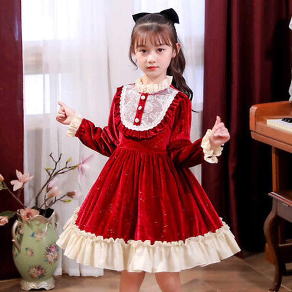 Kids Girls Princess Glitter Velvet Dress Wedding Prom Party ...