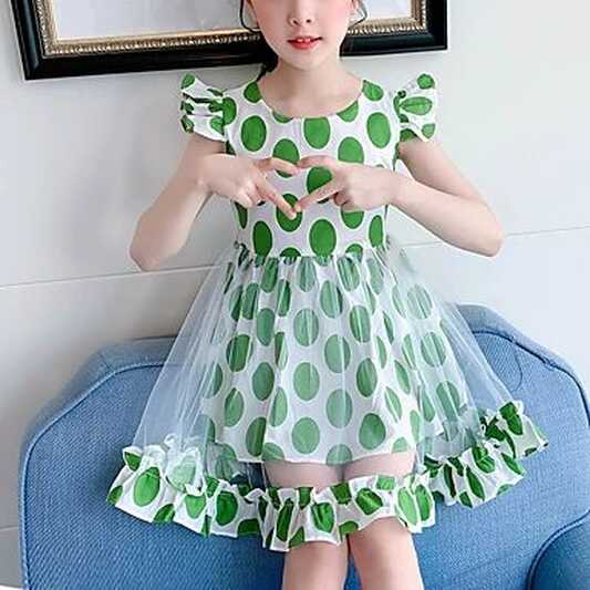 Kids Little Girls&#39; Dress Polka Dot Blue Red Navy Blue Dresses 2023 ...