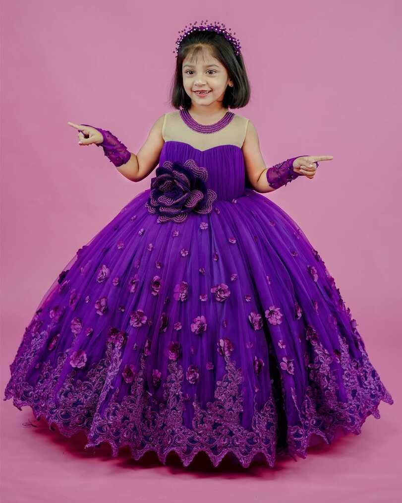 Kids Purple Ball Gown Online | Kids Party Gown Online – www.liandli.in