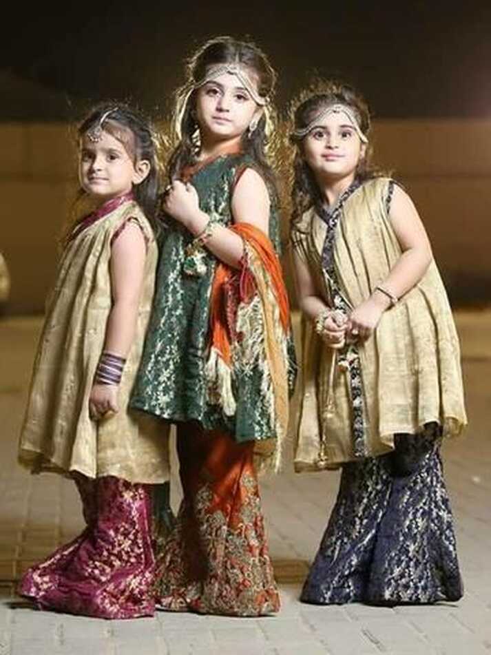 Kids Sharara With Paplam Frocks| Tilla Threads &amp; Tasal – Nameera ...