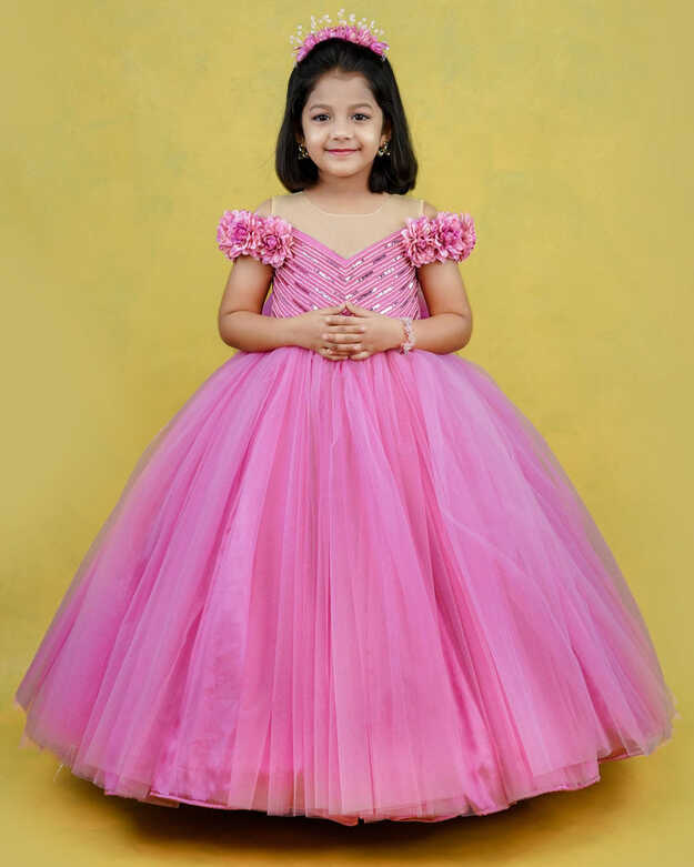 Kids Wild Rose Pink Shade Ball Gown | Premium Quality Kids Wear ...