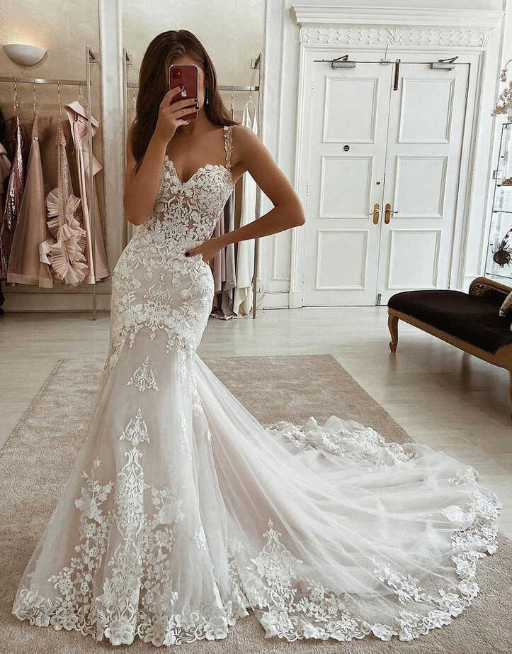 Kinslee | Mermaid Sweetheart Spaghetti Straps Wedding Dress With ...