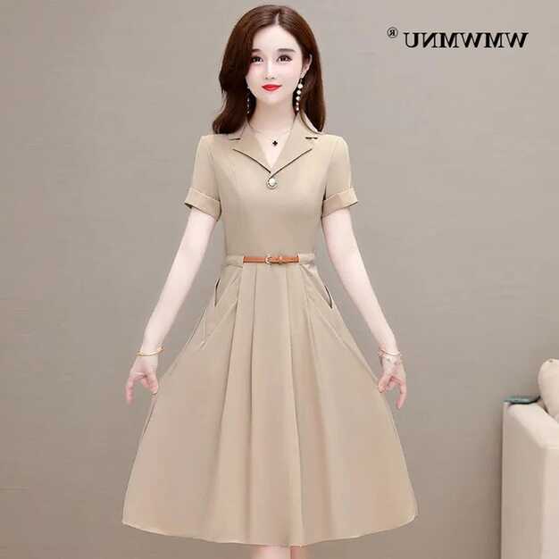 Knee Length Dress Womens Korea | Korean Office Elegant Dresses ...