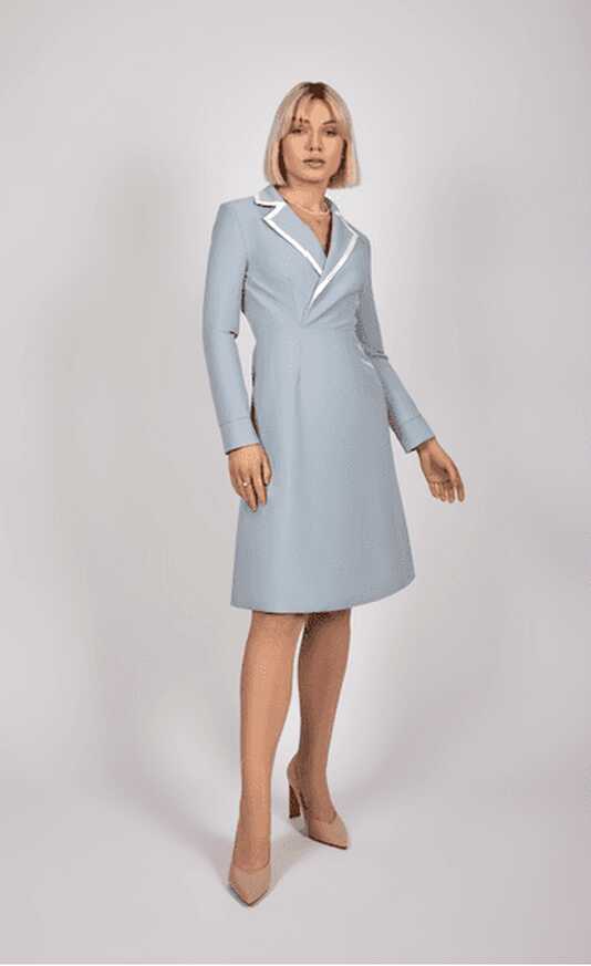 Knee Length Long Sleeve Sky blue dress – NH. ALRABIAH