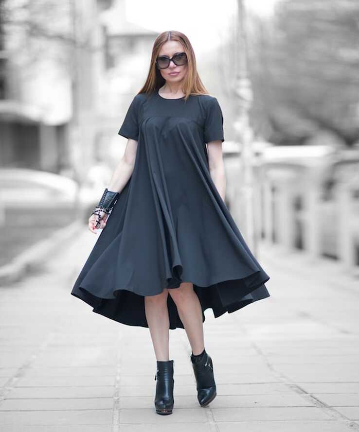 Knee Length Summer Dresses, Party Black Maxi Dress, Oversize Dress ...