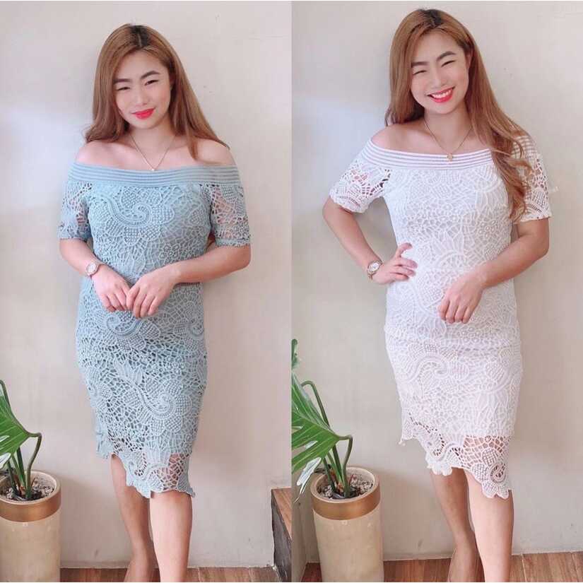 Korean Cocktail Dress #782 Lace Off Shoulder Party Dress Wedding ...