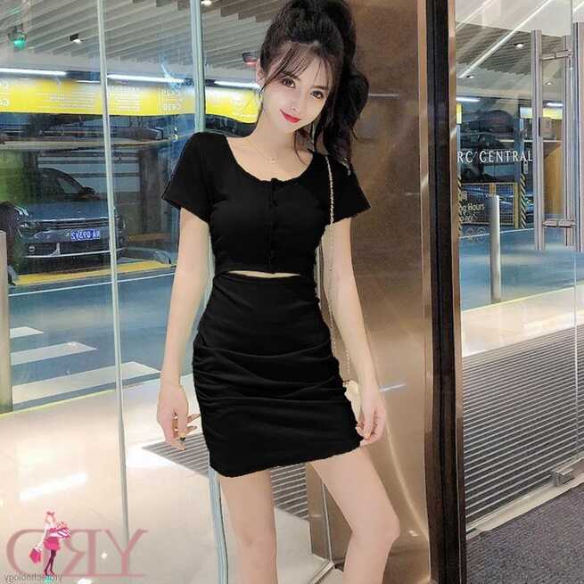 Korean Style Hollow Out O Neck Short Sleeve Mini Dress | Shopee ...