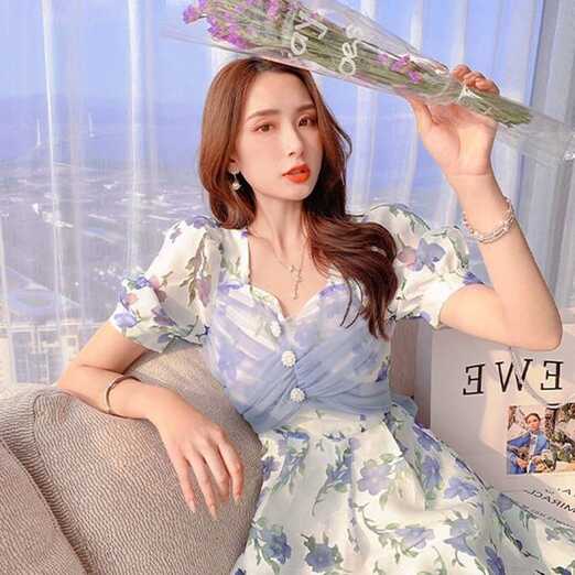 Korean Summer Elegant Floral Dress