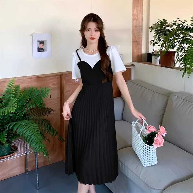 Korean dress for women Summer dress Casual outfIt for ladies Plain ...