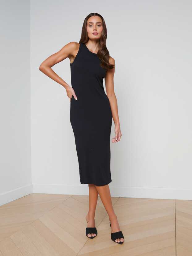 L&#39;AGENCE - Nura Sleeveless Midi Dress in Black