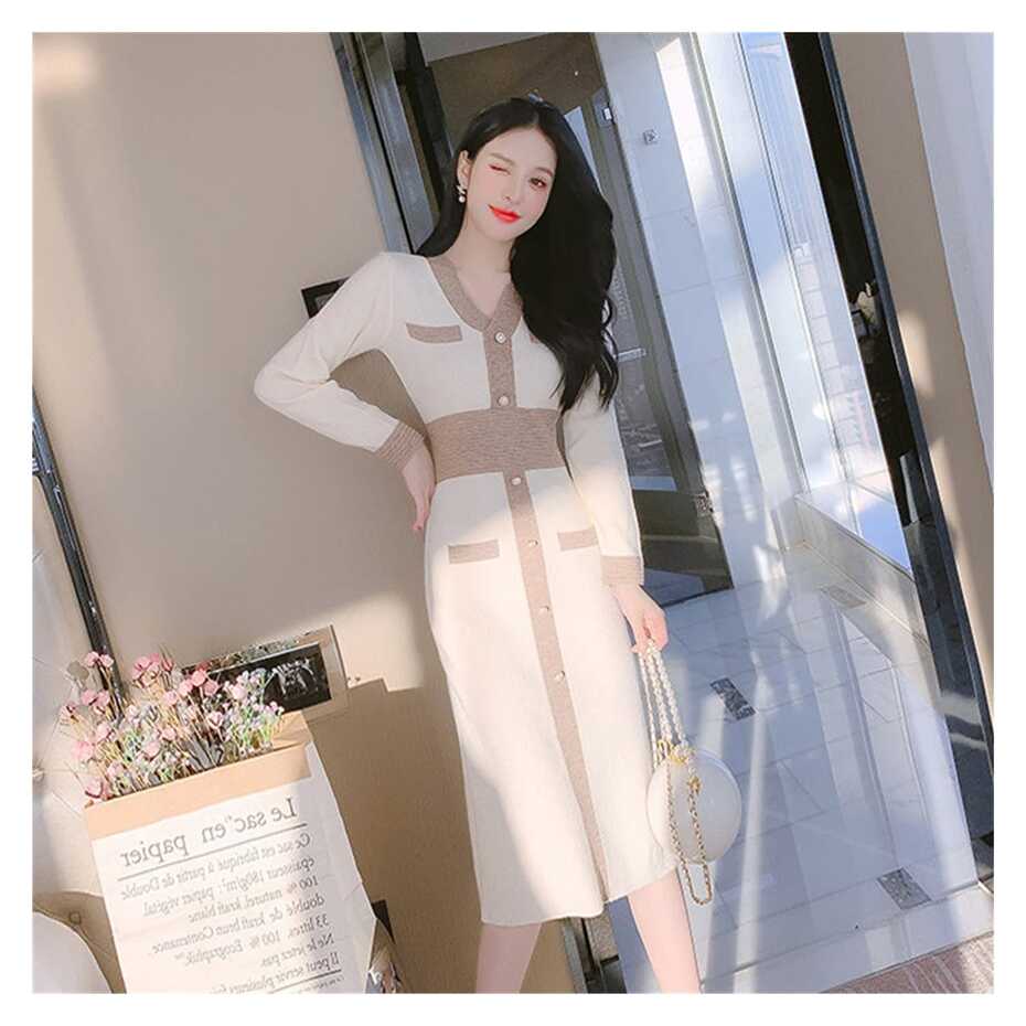 LHYLHY Casual Women Spring Summer Dresses Fashionable V-Neck High ...