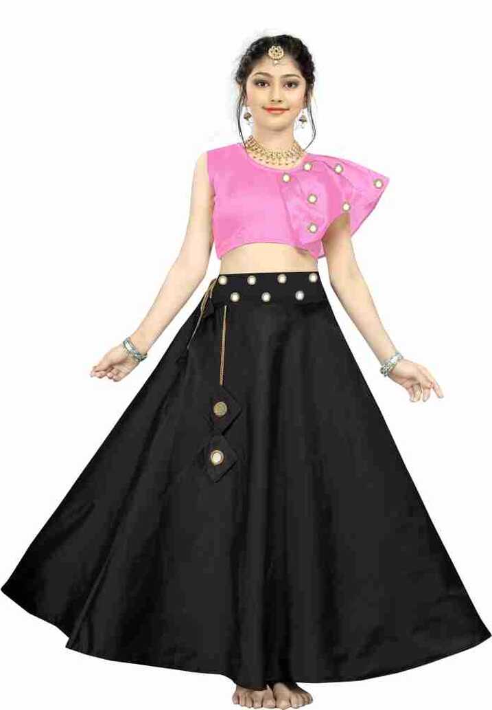 LIZUL Girls Lehenga Choli Ethnic Wear Embellished Lehenga &amp; Crop ...