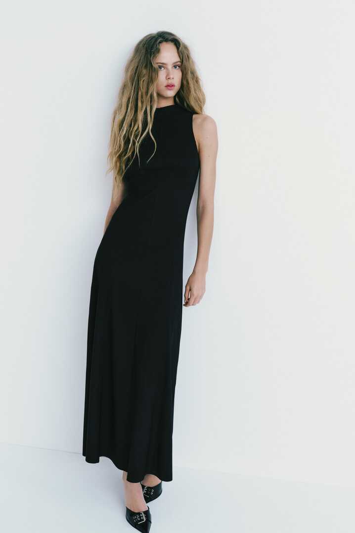 LONG DRESS WITH FLOUNCE SKIRT - Black | ZARA Turkey