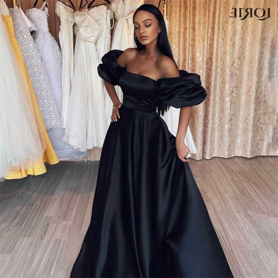 LORIE Elegant Black Formal Prom Dresses Off Shoulder Short Puff ...