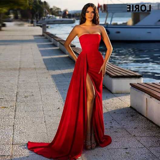 LORIE Red Off Shoulder Mermaid Prom Dresses Sleeveless Evening ...