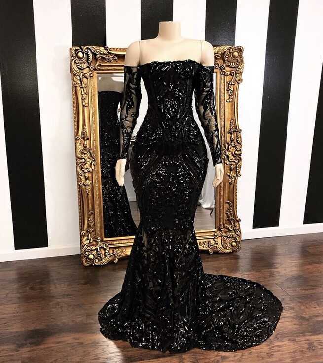 LS0313,black off the shoulder strapless prom dress,applique long ...