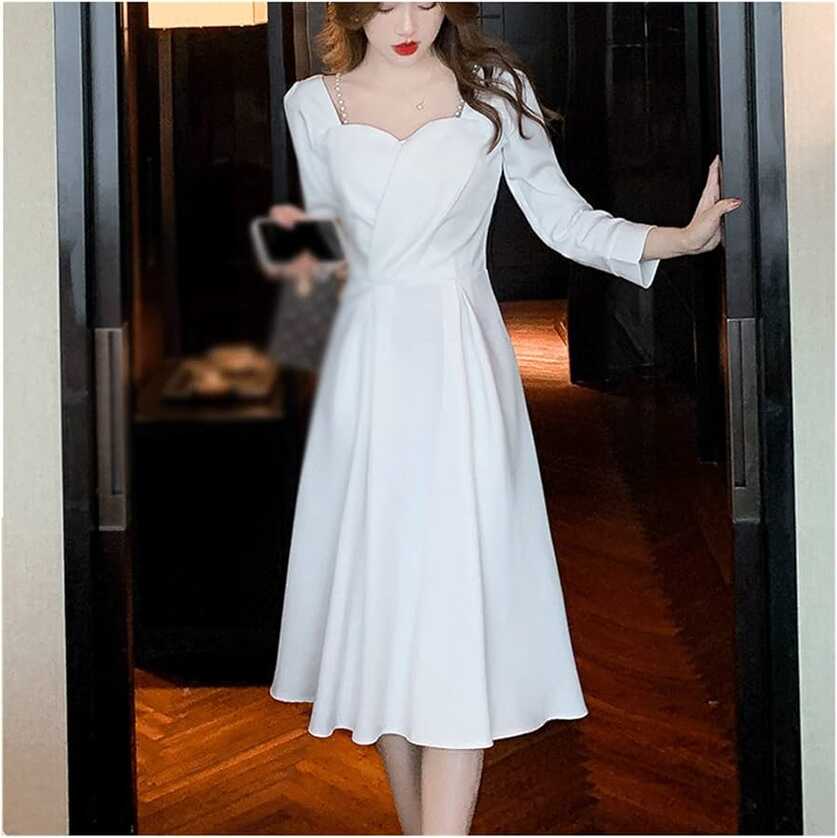 LYSLDH Elegant Casual Women Autumn Dress Vintage Slim A-Line Party ...