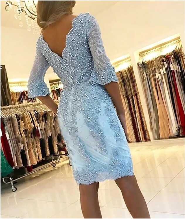 Lace Cocktail Dress | Long Sleeve Knee Length Plus Size Formal ...