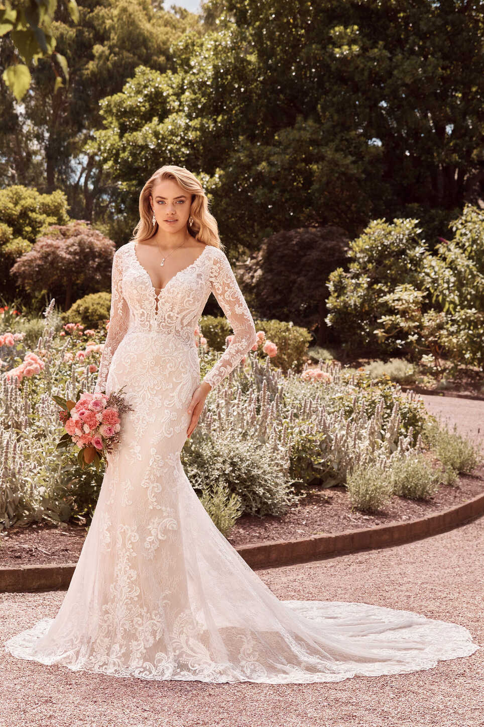 Lace Long Sleeve V-Neck Wedding Dress | Sophia Tolli Julianna Y22173