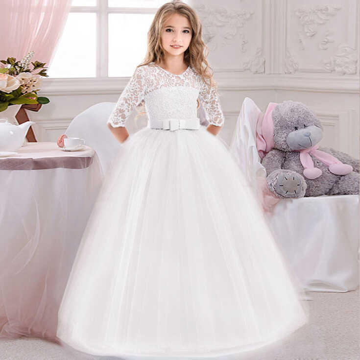 Lace Princess Dress for Girls 8 12 14 Yrs Long Sleeve Wedding ...