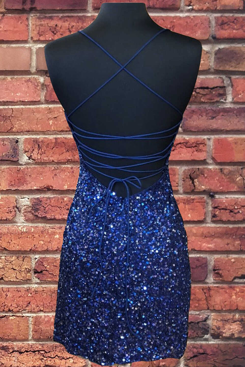 Lace-Up Navy Blue Tight Mini Party Dress – Dreamdressy