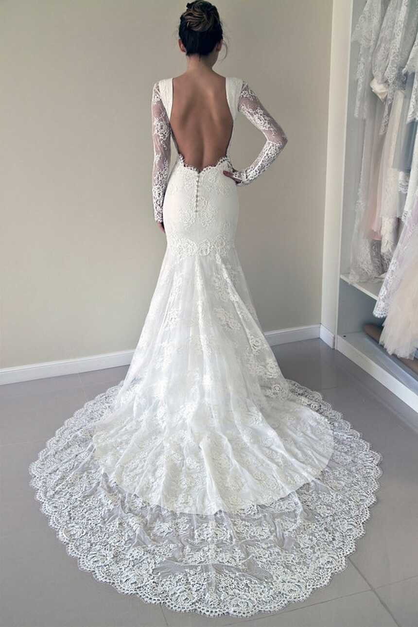 Lace Wedding Dress, Long Sleeve Wedding Dress, Mermaid Wedding ...