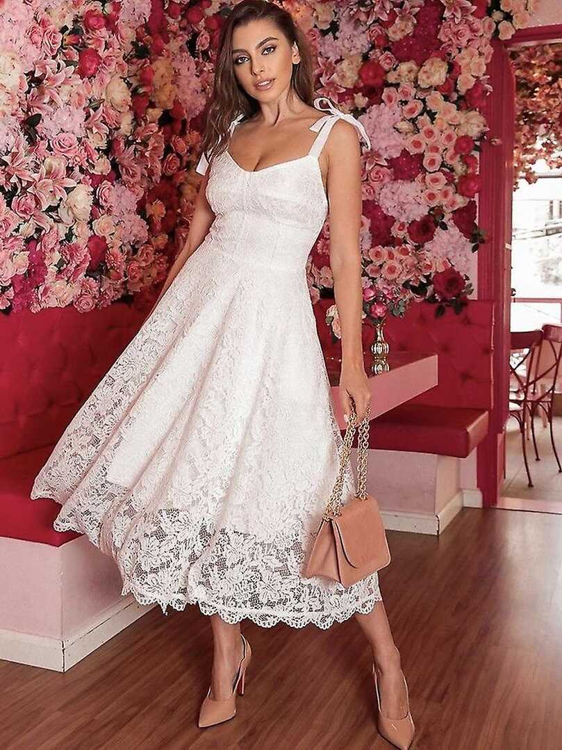 Lace White Dress Elegant Sexy Night Wedding Guest Evening Party ...