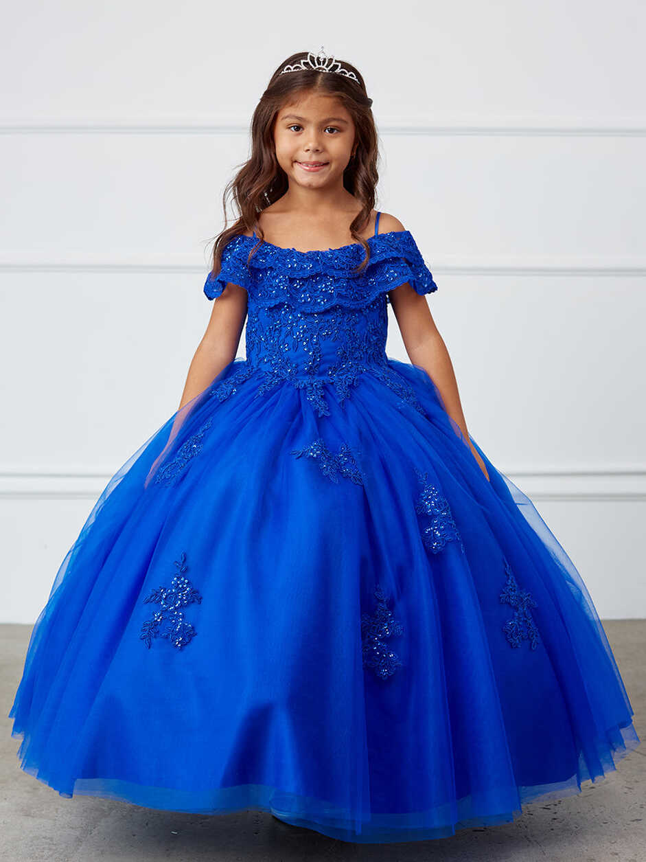 Lace and Tulle Off-the-Shoulder Royal Blue Ball Gown 7033RB ...