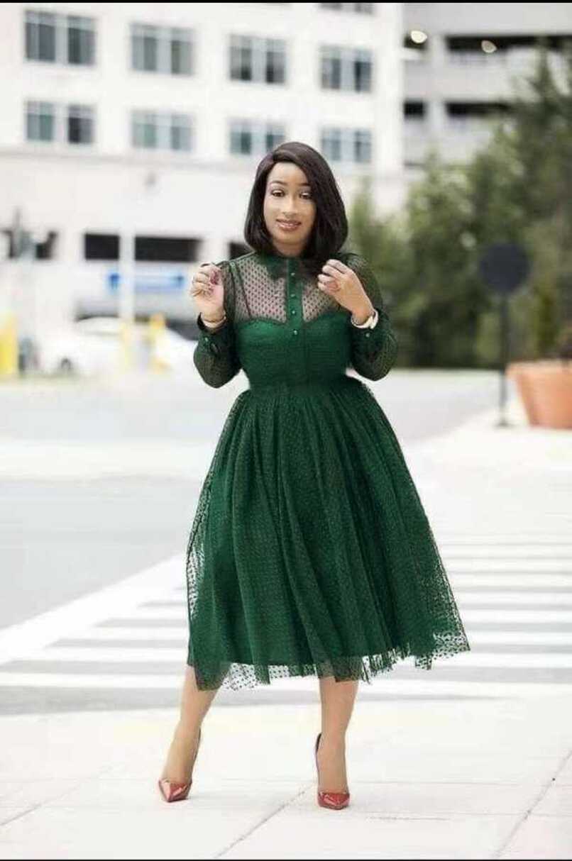 Lace long sleeve turned down collar knee length dress – Midrand ...