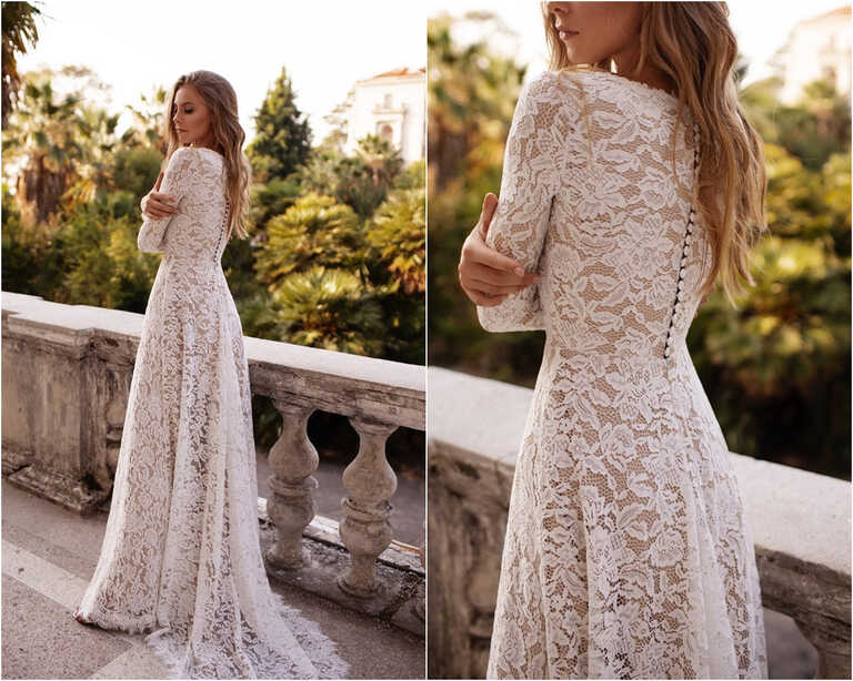 Lace wedding dress with sleeves simple boho | ORLA modest gown ...